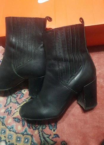 Kahverengi Deri Tokalı Kadın Topuklu Bot - Görsel 6