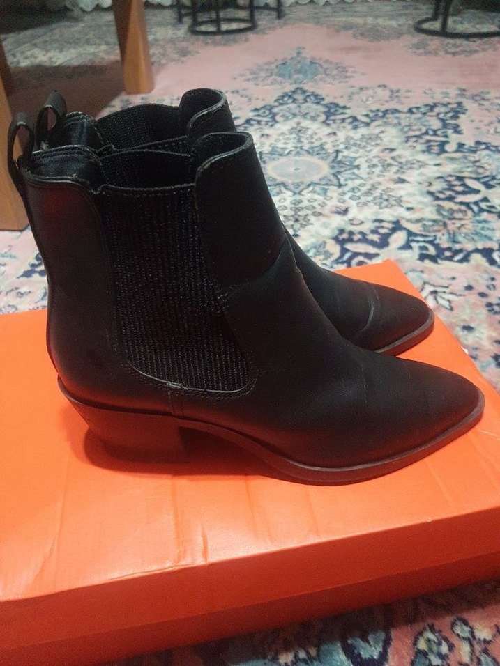 Siyah Deri Yılan Desenli Kemerli Topuklu Bot - Görsel 3