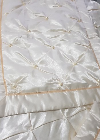 Parlak Krem Düz Yatak Örtüsü - Görsel 7