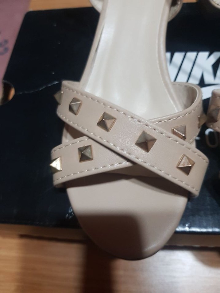 Bej Tokalı Kadın Topuklu Sandalet - Görsel 3