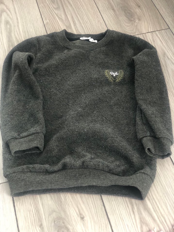 Gri Erkek Çocuk Yün Kazak - Görsel 2