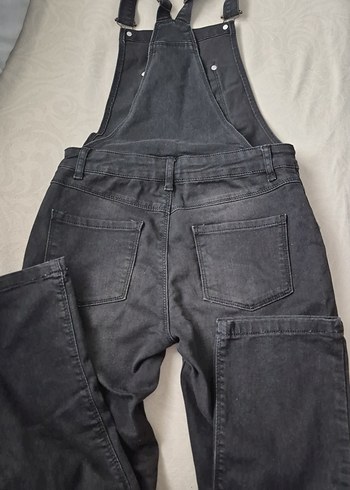 Siyah Denim Uzun Salopet - Görsel 3