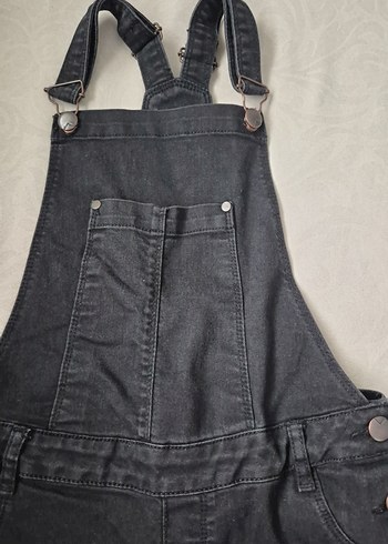 Siyah Denim Uzun Salopet - Görsel 2