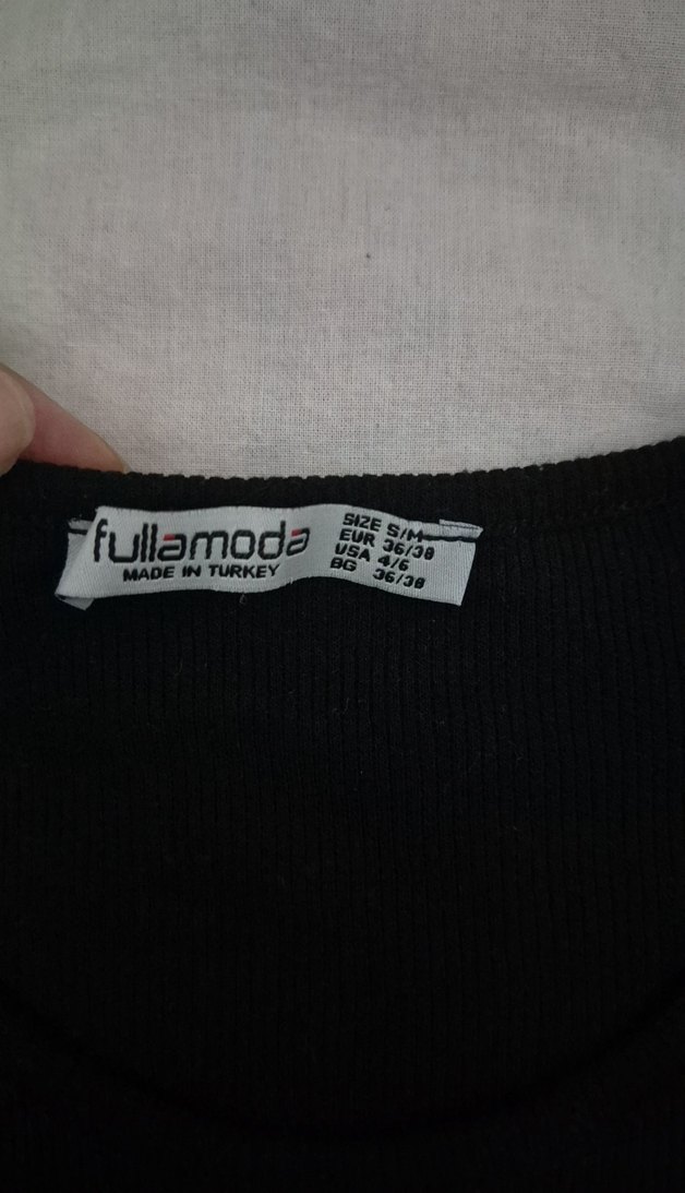 Siyah Kısa Kollu Crop Tarzı ip detaylı S-M Kız çocuk içindeuygun - Görsel 3