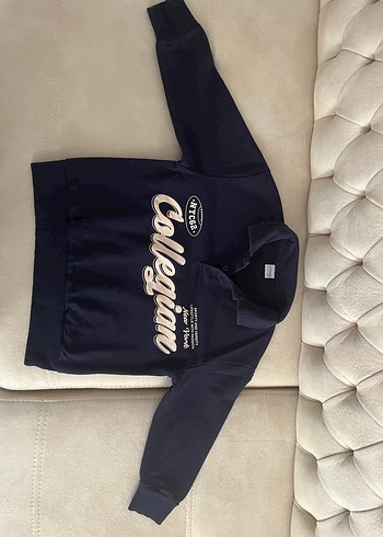 Erkek Çocuk Lacivert Kolej Baskılı Sweatshirt