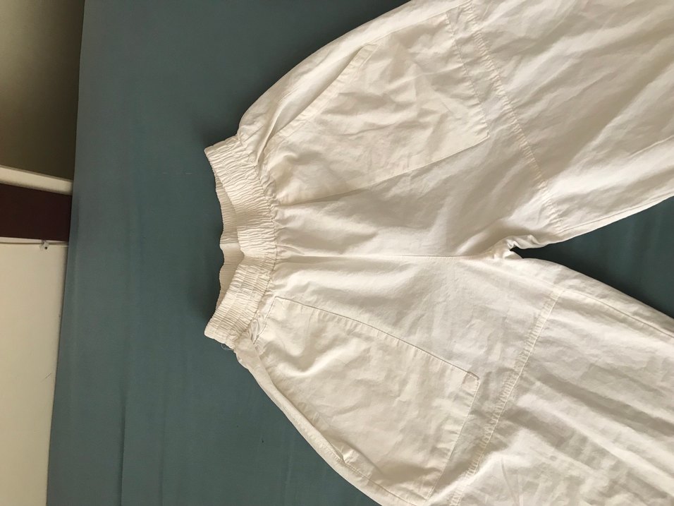 Beyaz Keten Kadın Pantolon - Görsel 2