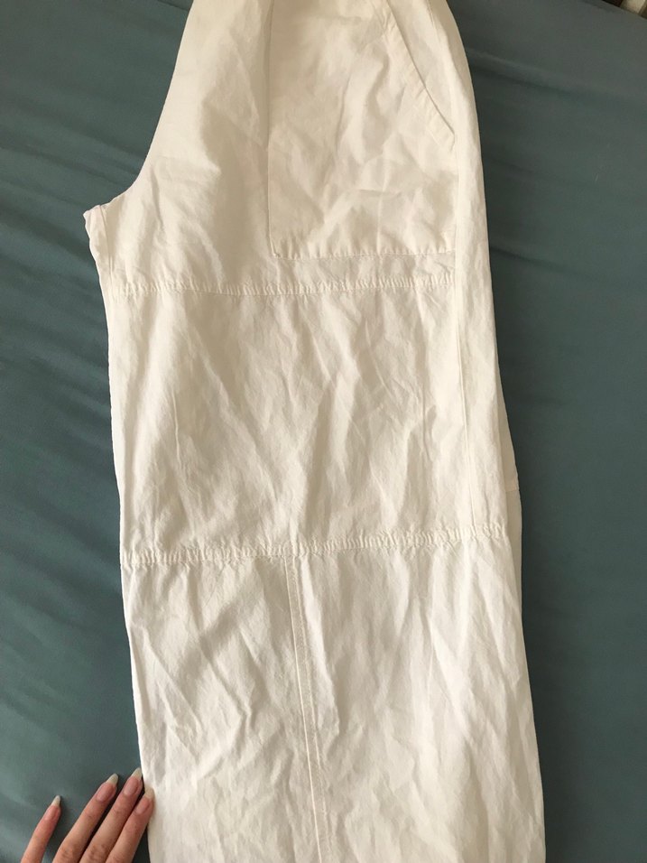 Beyaz Keten Kadın Pantolon - Görsel 3