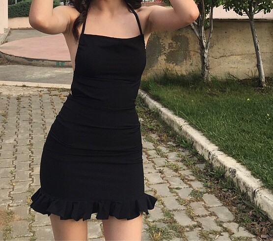 Diğer sırt dekolteli kısa elbise mezuniyet elbisesi