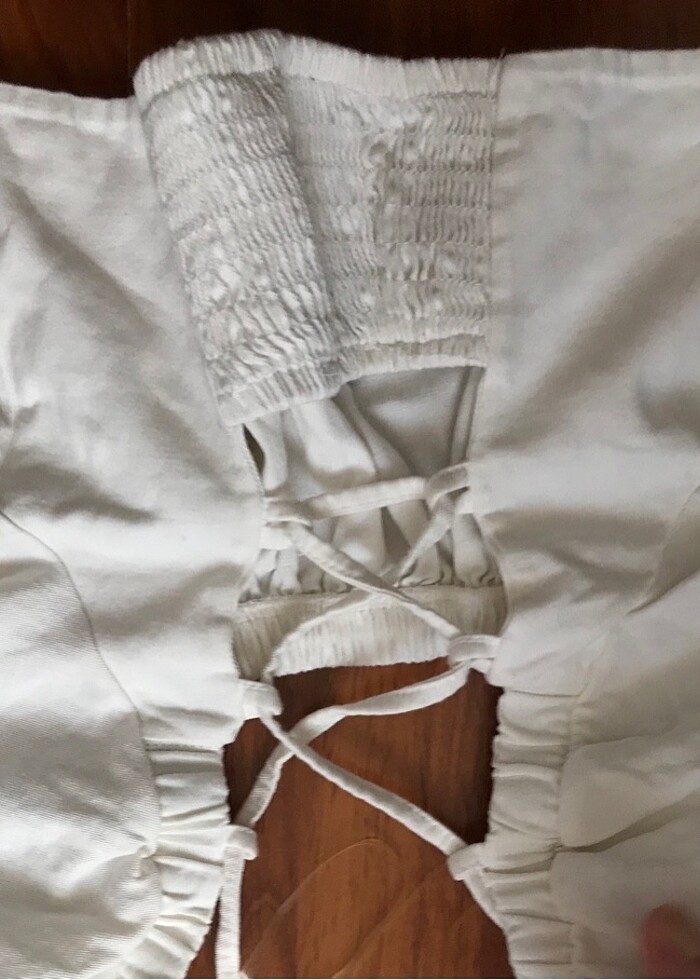 bağlamalı sırt ipli balon kol crop - Görsel 2