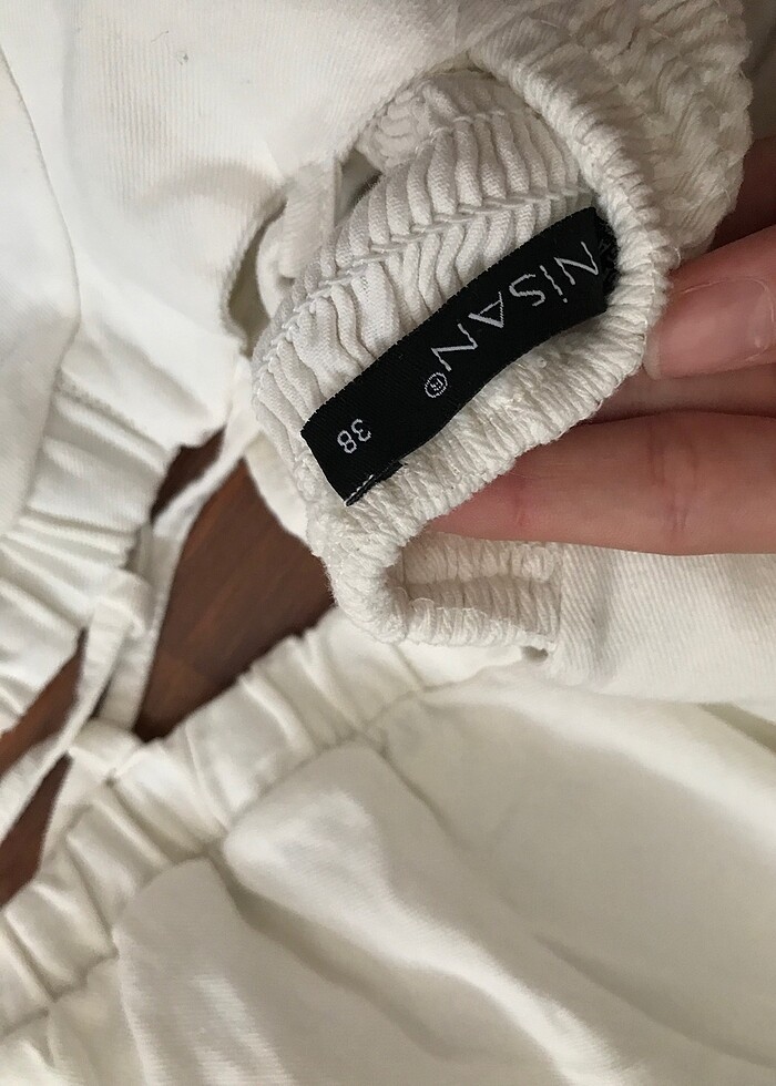 bağlamalı sırt ipli balon kol crop - Görsel 3