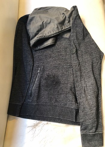 m Beden Gri Fermuarlı Yarım Fermuarlı Erkek Sweatshirt