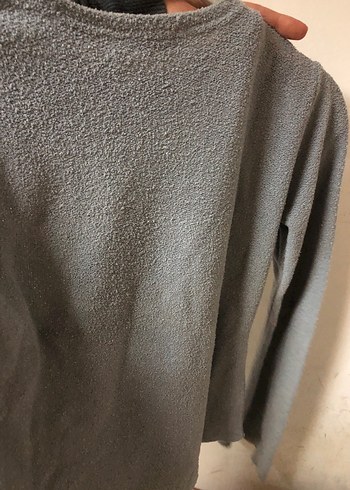 Gri Kadın Triko Kısa Kazak - Görsel 4