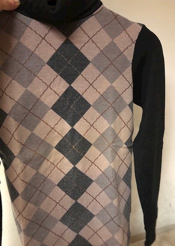 Gri Desenli Balıkçı Yaka Kadın Kazak - Görsel 2