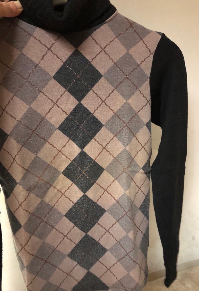 Gri Desenli Balıkçı Yaka Kadın Kazak - Görsel 2