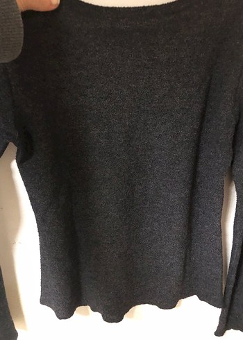 Gri Kadın Yün Triko Kazak - Görsel 4