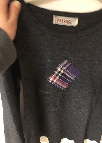 Gri Kadın Yün Triko Kazak - Görsel 3