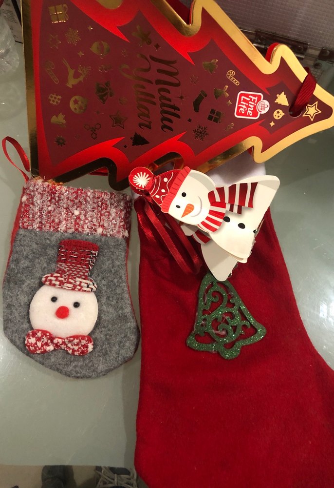 Yılbaşı Temalı Kırmızı ve Gri Çorap Seti - Görsel 2