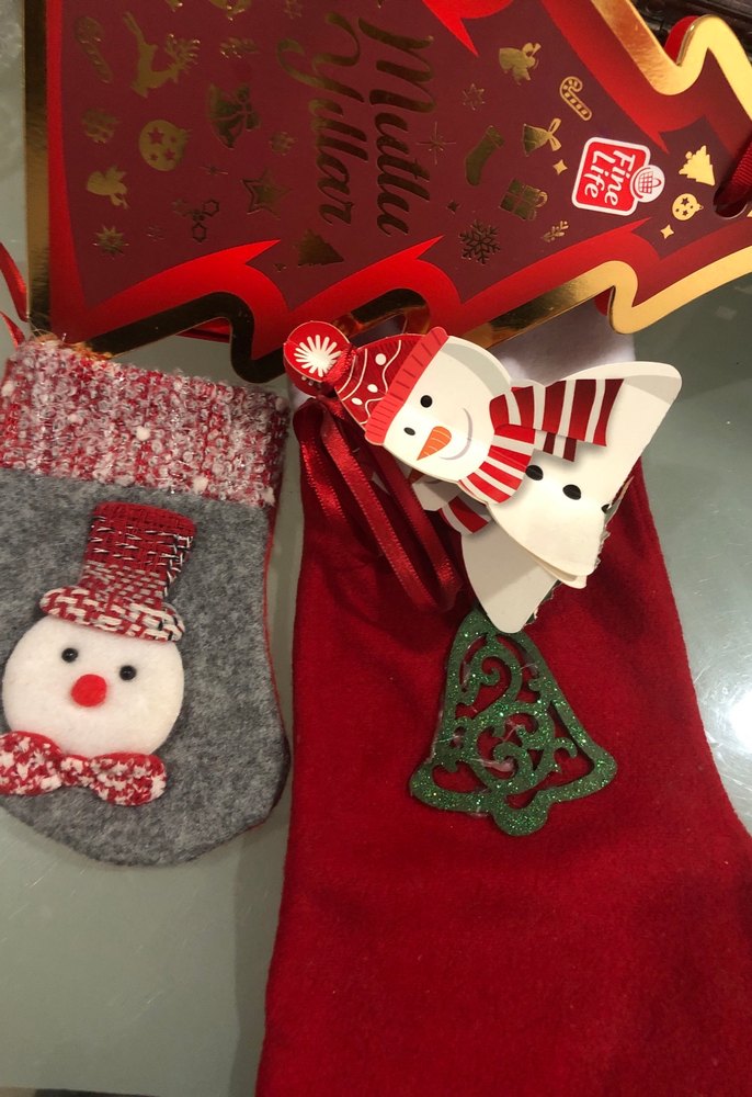 Yılbaşı Temalı Kırmızı ve Gri Çorap Seti - Görsel 3