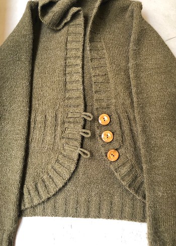 Düğmeli kapişonlu Bohem Kadın Yün Hırka m beden ama l yede olur - Görsel 2