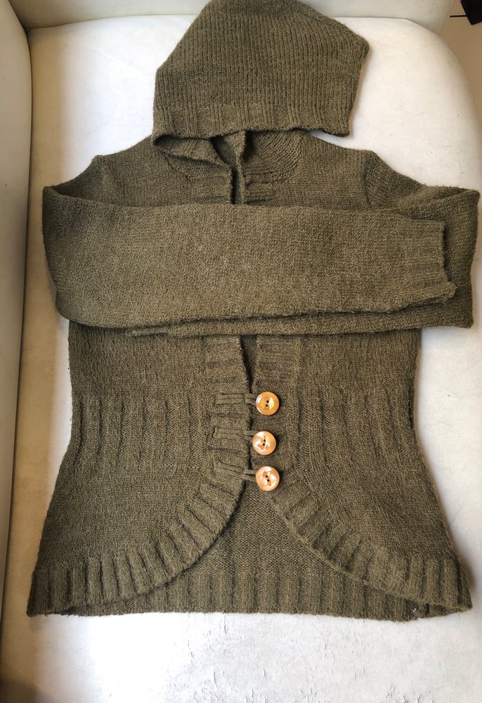 Düğmeli kapişonlu Bohem Kadın Yün Hırka m beden ama l yede olur - Görsel 3