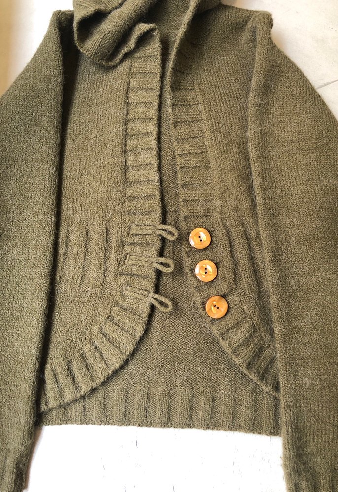 Düğmeli kapişonlu Bohem Kadın Yün Hırka m beden ama l yede olur - Görsel 2