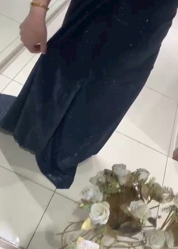 Siyah Drapeli Uzun Kadın Abiye Elbise - Görsel 2