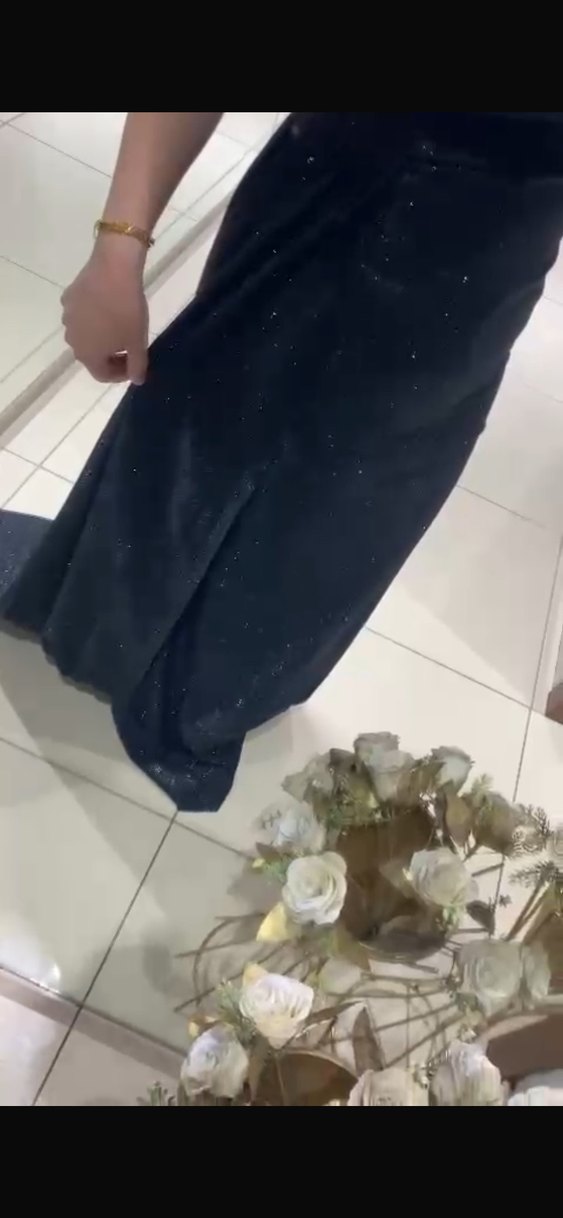 Siyah Drapeli Uzun Kadın Abiye Elbise - Görsel 2