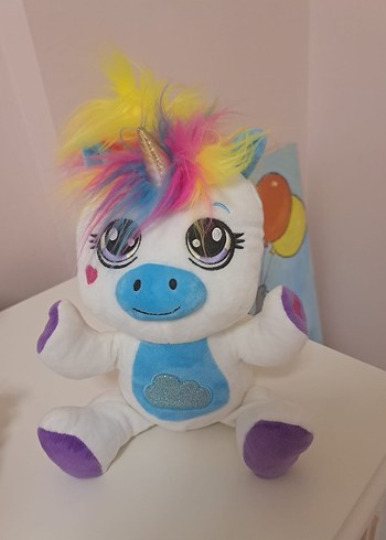  Beden Renk Sunman Lily Renkli Tüy Detaylı Peluş Unicorn Oyuncak