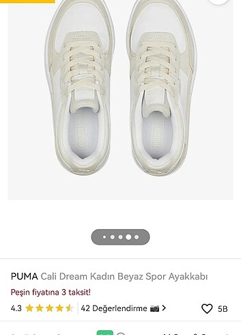 38 Beden beyaz Renk Puma cali dream spor ayakkabı 