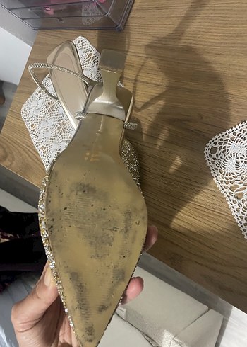 Altın Rengi Simli Stiletto Topuklu Kadın Ayakkabı - Görsel 6