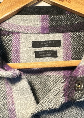 Mor Kareli Uzun Kollu Oduncu Erkek Gömlek XXL - Görsel 3