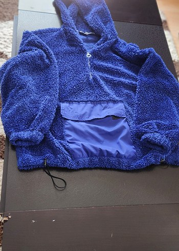 m Beden mavi Renk koton peluş sweatshirt
