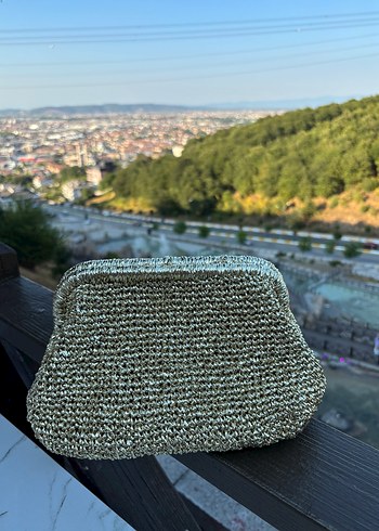 Gold metalik ip Clutch çanta