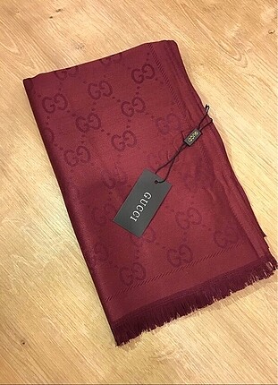 Gucci kaşmir ipek bordo şal