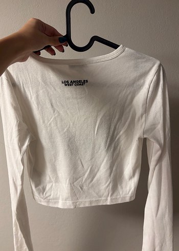 Beyaz Uzun Kollu Baskılı Kadın Tişört - Görsel 2