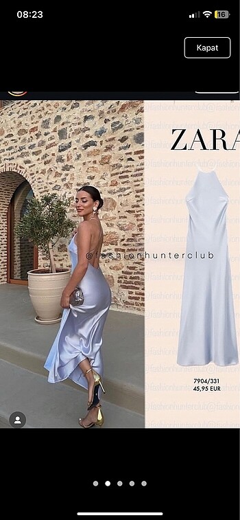 Zara saten elbise