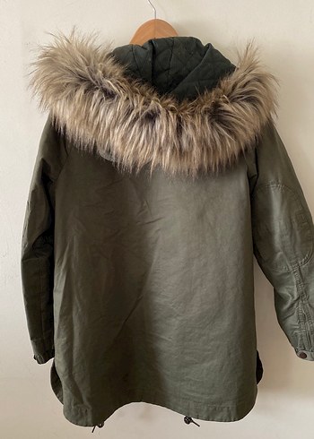 Kürk Detaylı Gri Kadın Midi Mont - Görsel 6