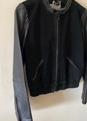 Siyah Deri&Suet Biker Ceket - Görsel 2