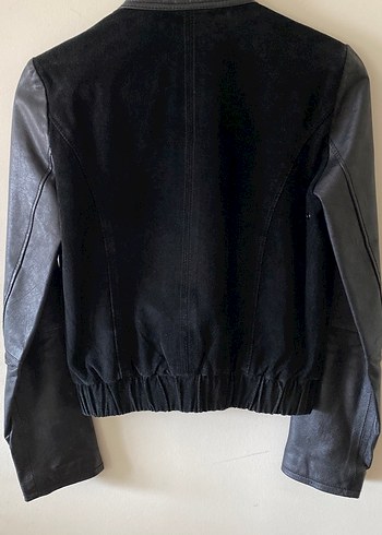Siyah Deri&Suet Biker Ceket - Görsel 4