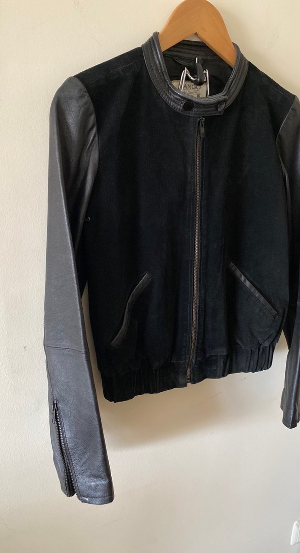 Siyah Deri&Suet Biker Ceket - Görsel 2