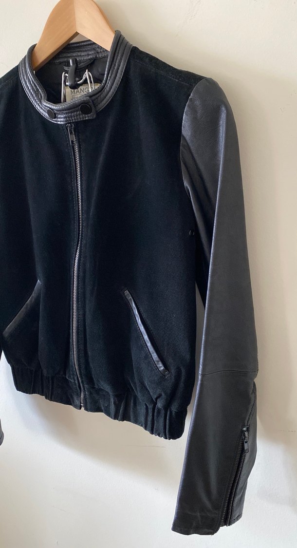 Siyah Deri&Suet Biker Ceket - Görsel 3