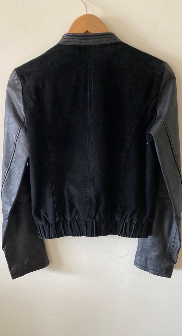 Siyah Deri&Suet Biker Ceket - Görsel 4