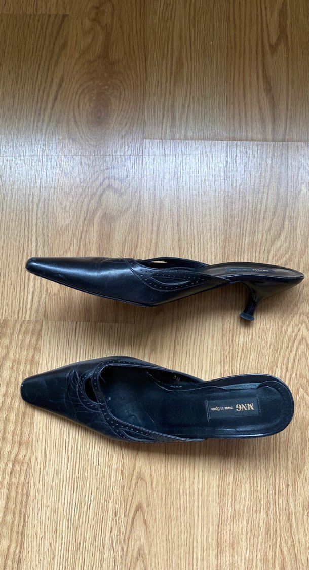 Siyah Deri Stiletto Topuklu Kadın Terlik - Görsel 2