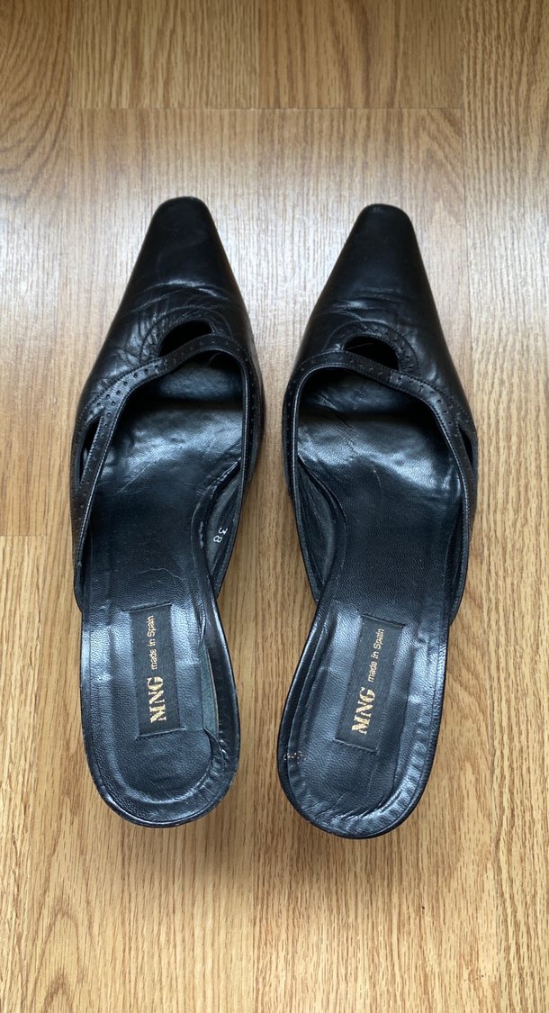 Siyah Deri Stiletto Topuklu Kadın Terlik - Görsel 3