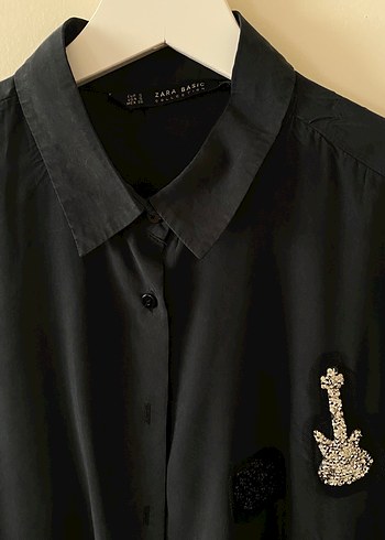 Nakışlı Siyah Kadın Gömlek - Görsel 2