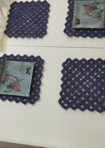 Bohem Stil Örgü Masa Altlığı Seti - Görsel 5