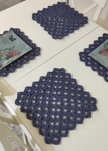 Bohem Stil Örgü Masa Altlığı Seti - Görsel 3