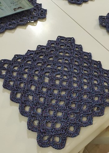 Bohem Stil Örgü Masa Altlığı Seti - Görsel 2