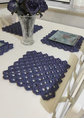 Bohem Stil Örgü Masa Altlığı Seti - Görsel 4