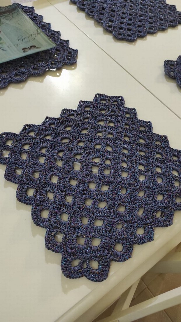 Bohem Stil Örgü Masa Altlığı Seti - Görsel 2